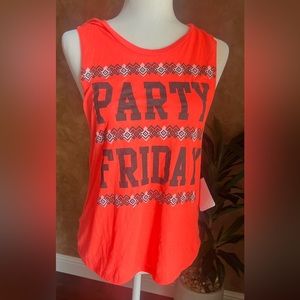 Rebellious One workout tank top bright color “Party Friday” size Medium